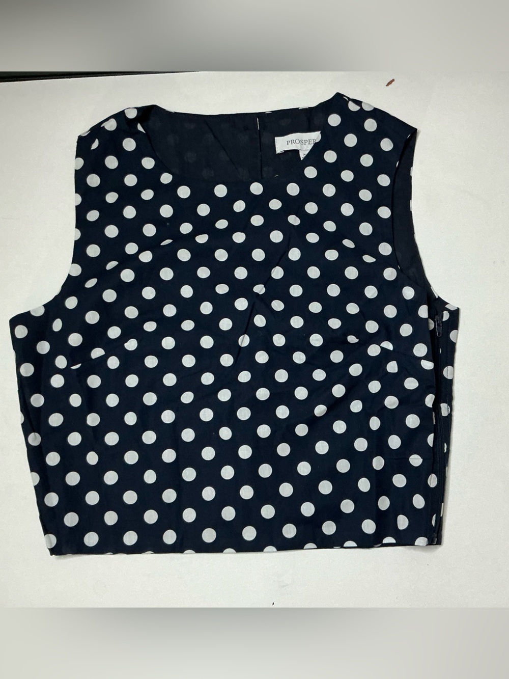 Prosperina Navy Polka Top Cropped Top Size XS NWT